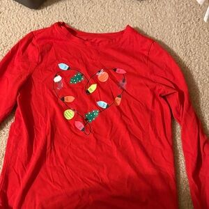 Cat & Jack Red Long Sleeve Kids Tee with Heart Design